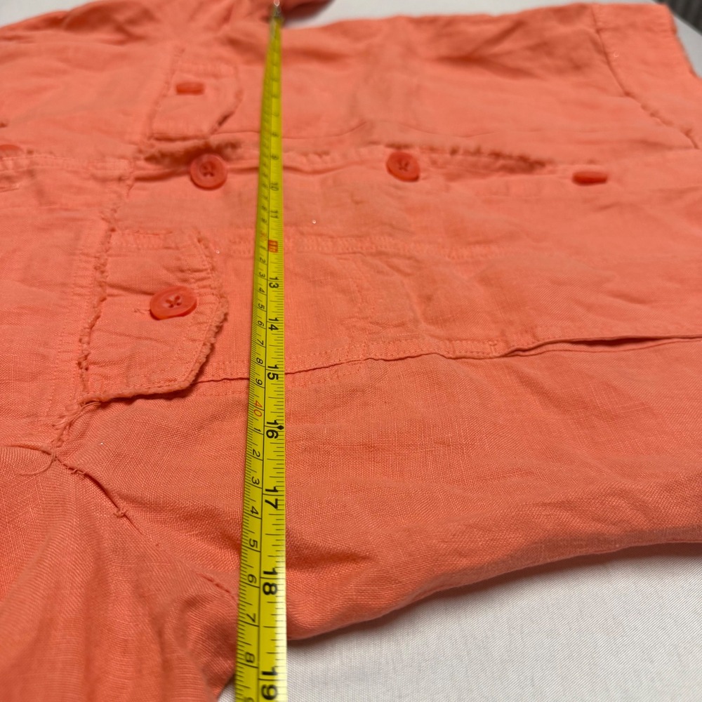 Tommy Bahama Womens Small Coral Orange 100% Linen Raw Hem Lightweight Jacket - Picture 6 of 6